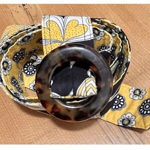 EUC - VERA BRADLEY ‘Yellow Bird’ Reversible Belt - Tortoise Buckle 43.5” long